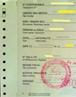 Carte de contribuable - personne physique